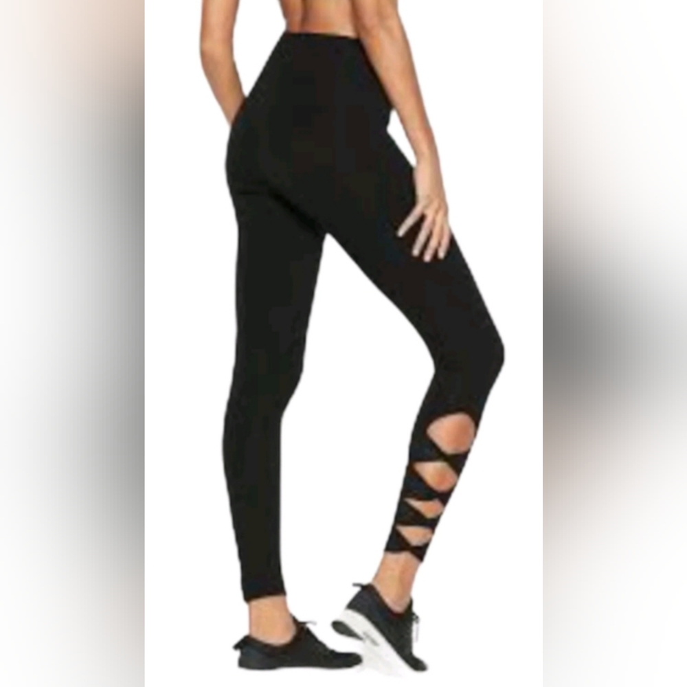 Victoria's Secret Sport Black Twisted Mesh Cutout Leggings size Small